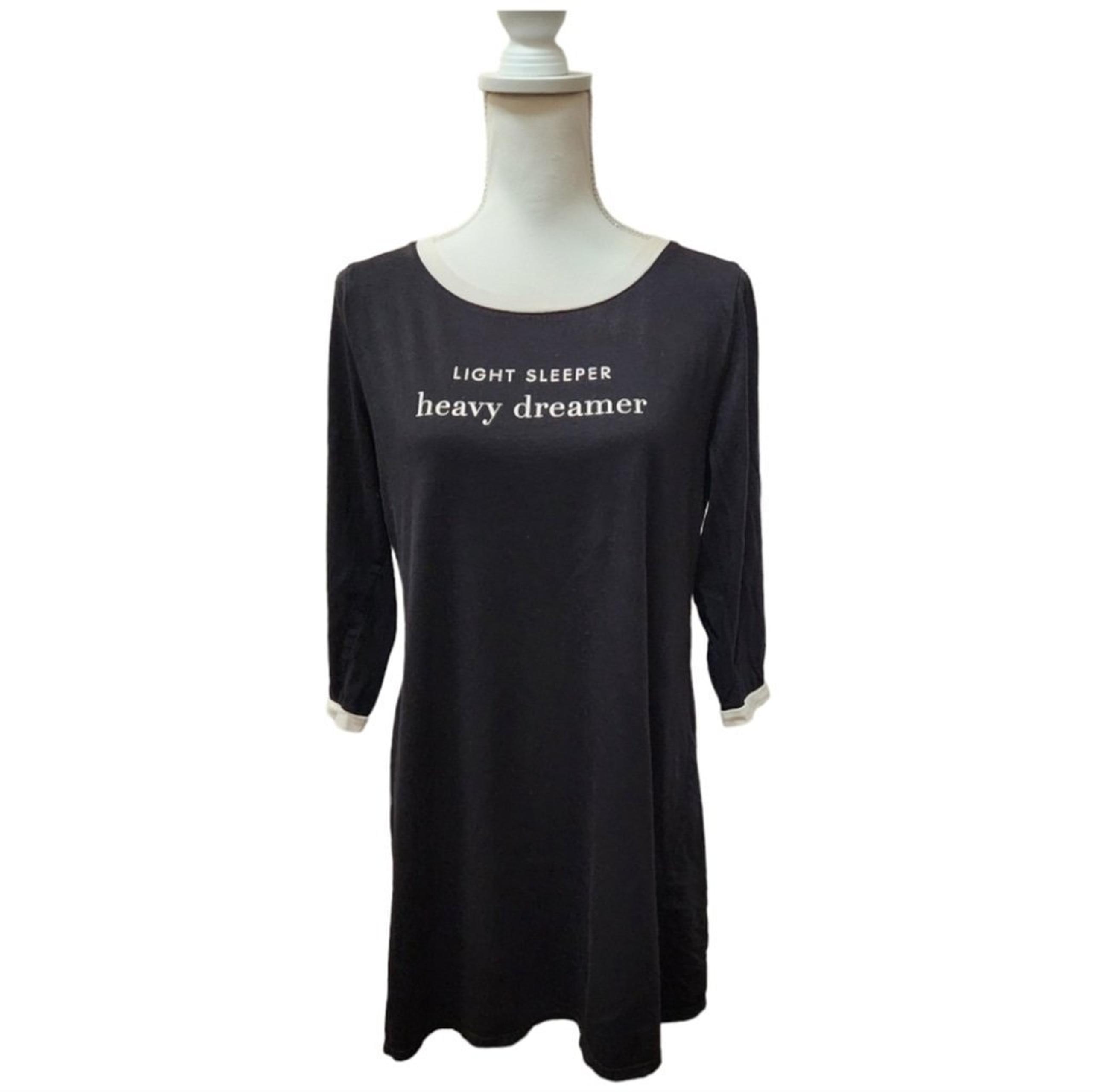 Kate Spade Women's Black 3/4 Length Sleep Shirt Night Gown, Large