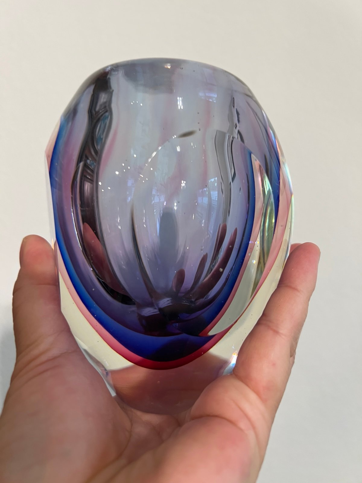 Vintage Murano Glass Bulbs MCM Italy purple vase Heavy