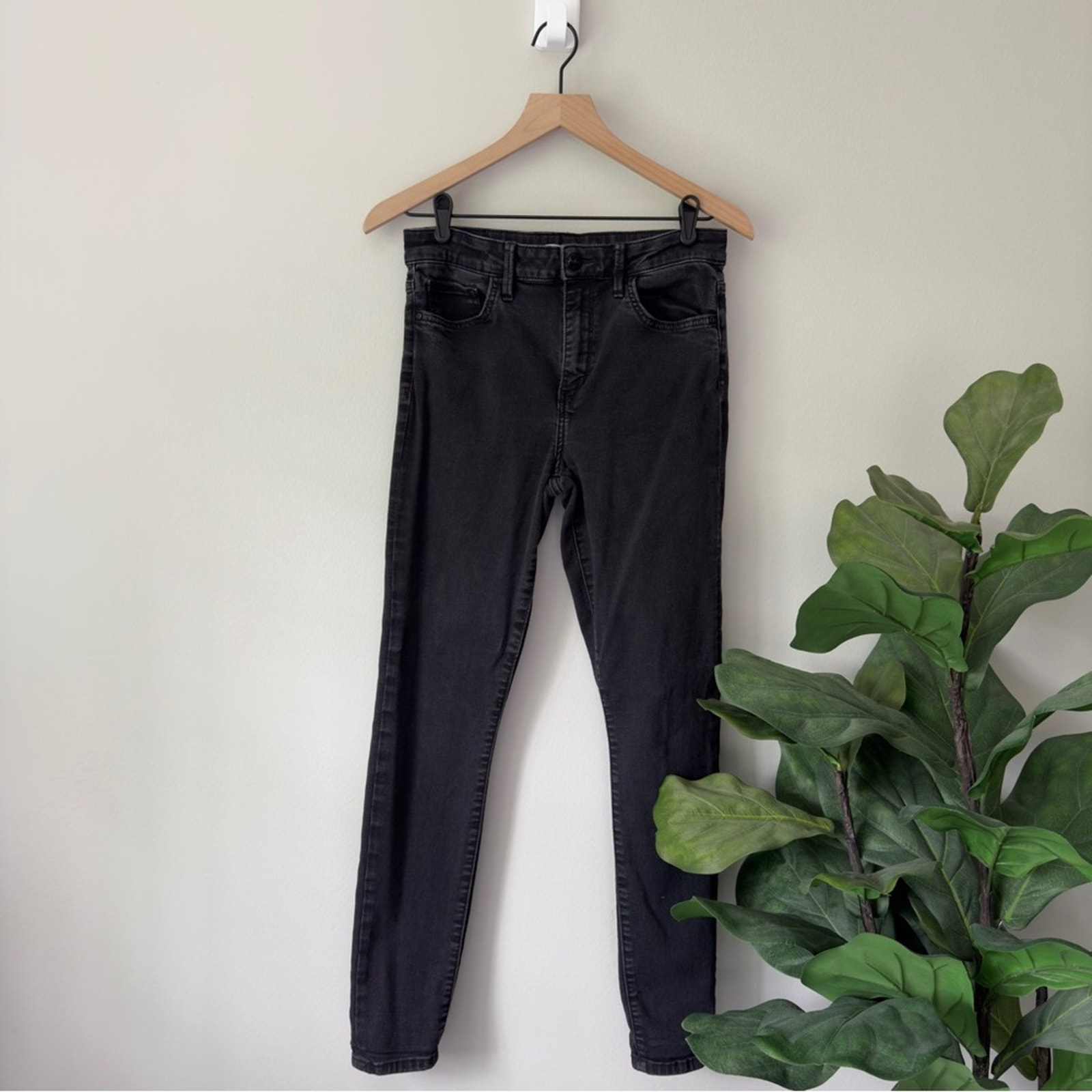 Sam Edelman The Stiletto High Rise Skinny Jeans Dark Charcoal Wash Stretch Solid