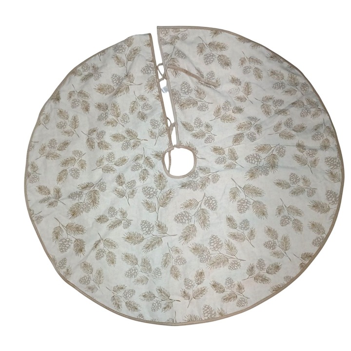 Lauren Ralph Lauren Holiday Tree Skirt Beige Pinecone Design 56 Polyester Linen