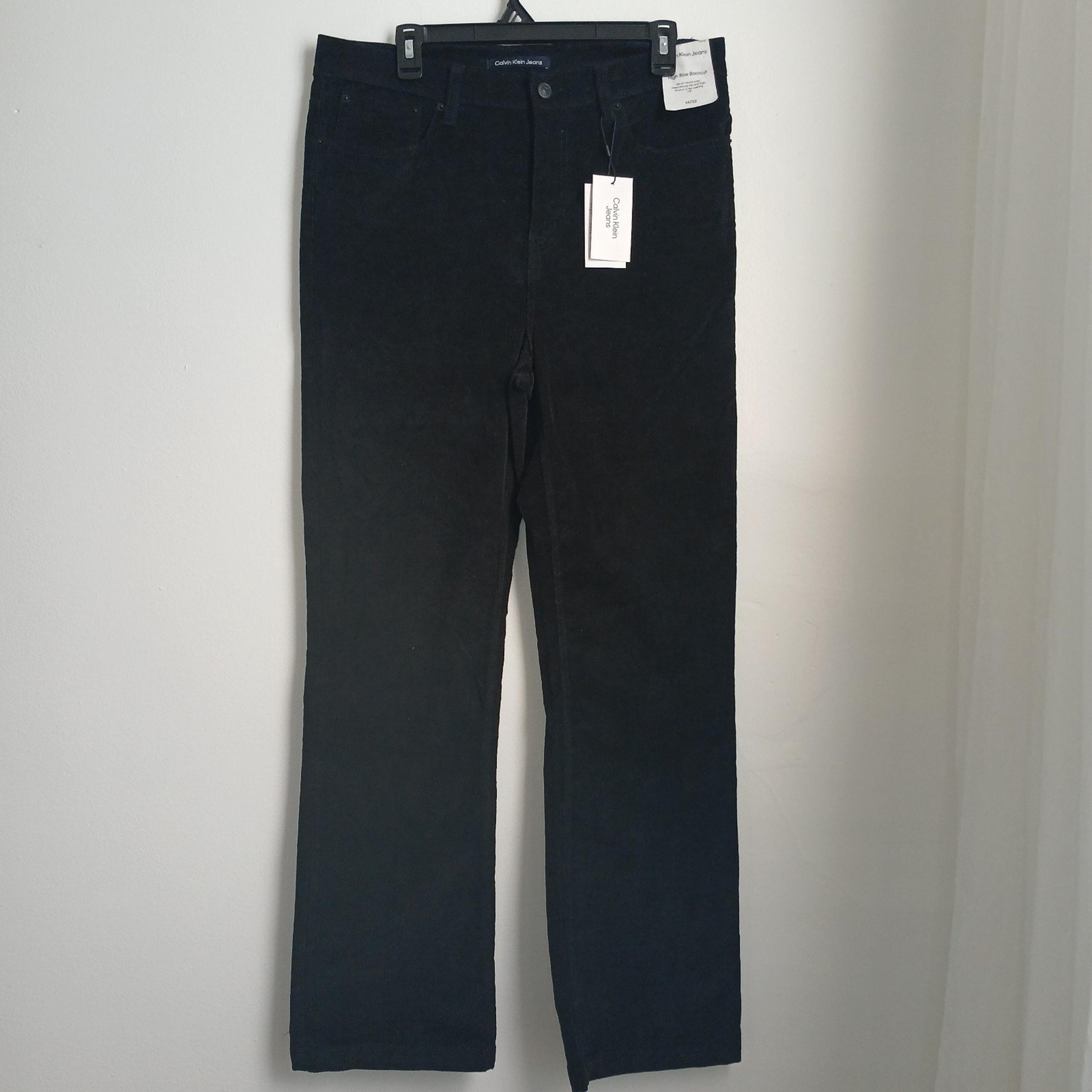 Calvin Klein Jeans Women's Black Corduroy Pants Size 14/32 Bootcut High Rise