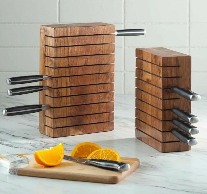wood horizontal knife block