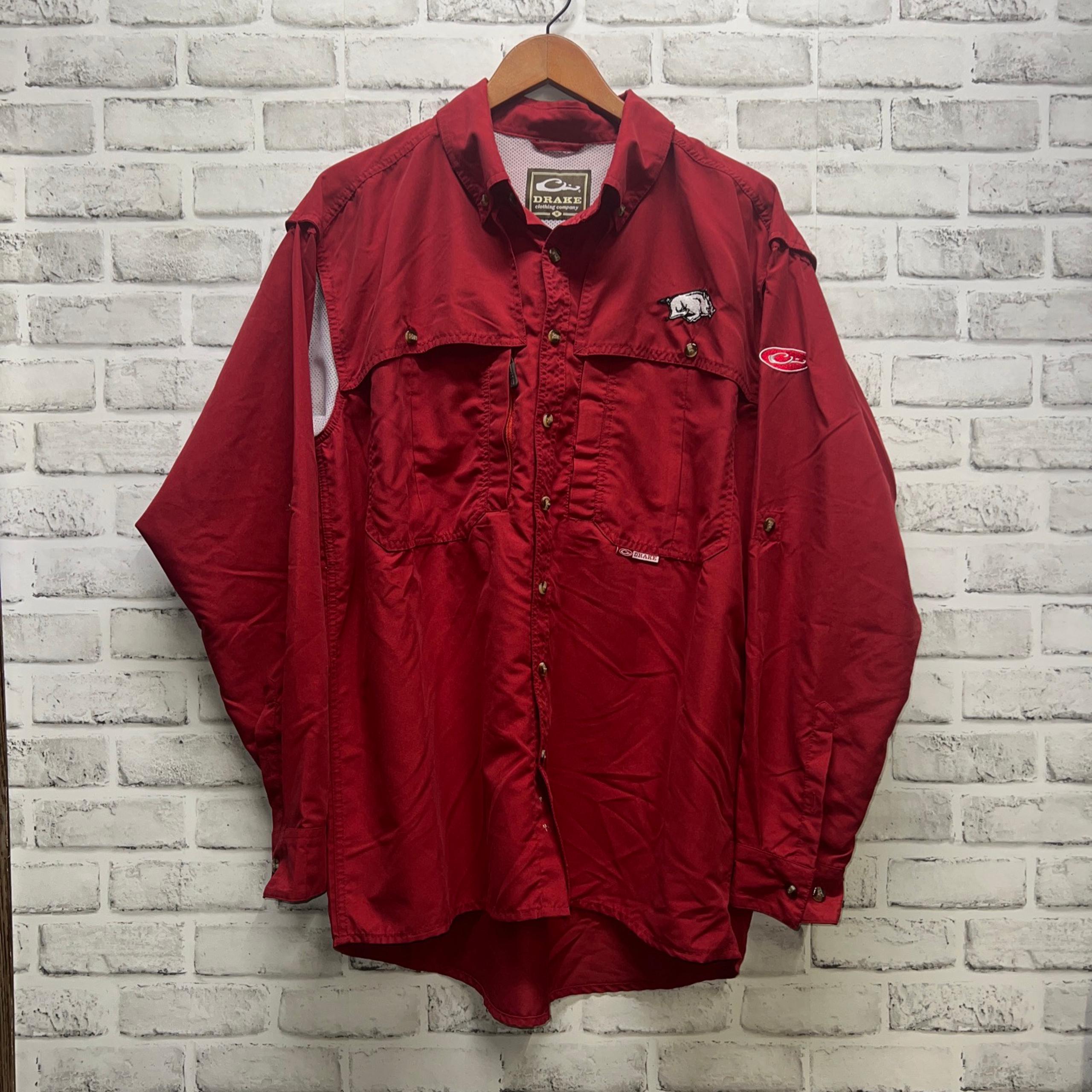 ARKANSAS Drake Clothing Co Red Vented Button Up Shirt Mens Size M