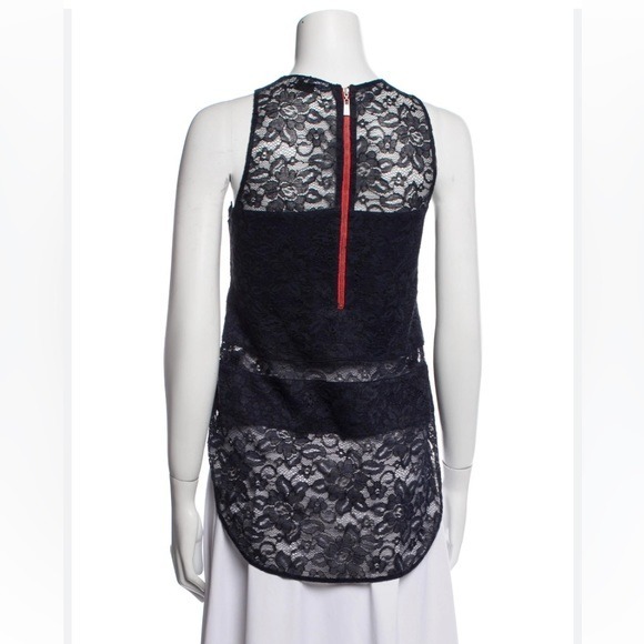 Sachin & Babi Lace Pattern Crew Neck Top, navy, small