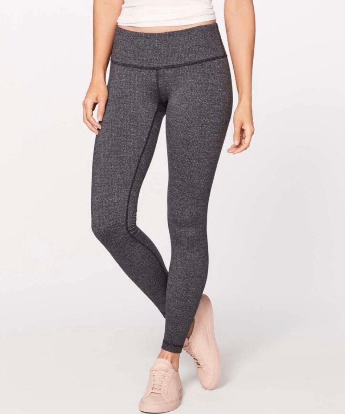 Lululemon Wunder Under Pant Heathered Herringbone Heathered Black Sz 4