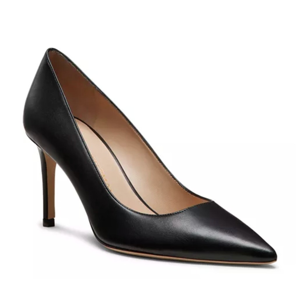 Stuart Weitzman Power 75 Pumps Black Leather Upper Size 7.5 NIB Dressy Elegant