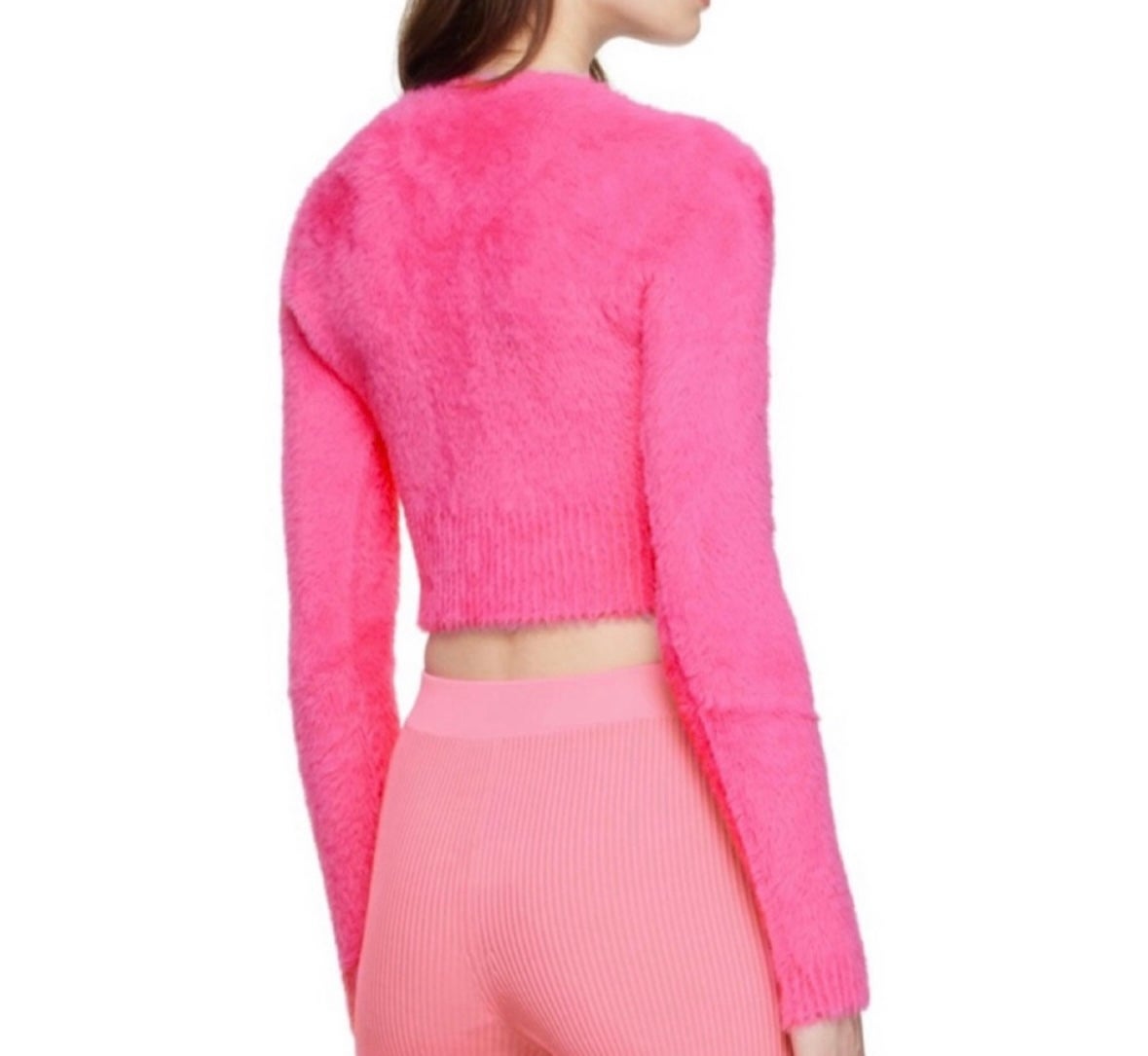 JACQUEMUS Pink Le Maille Neve fluffy cardigan