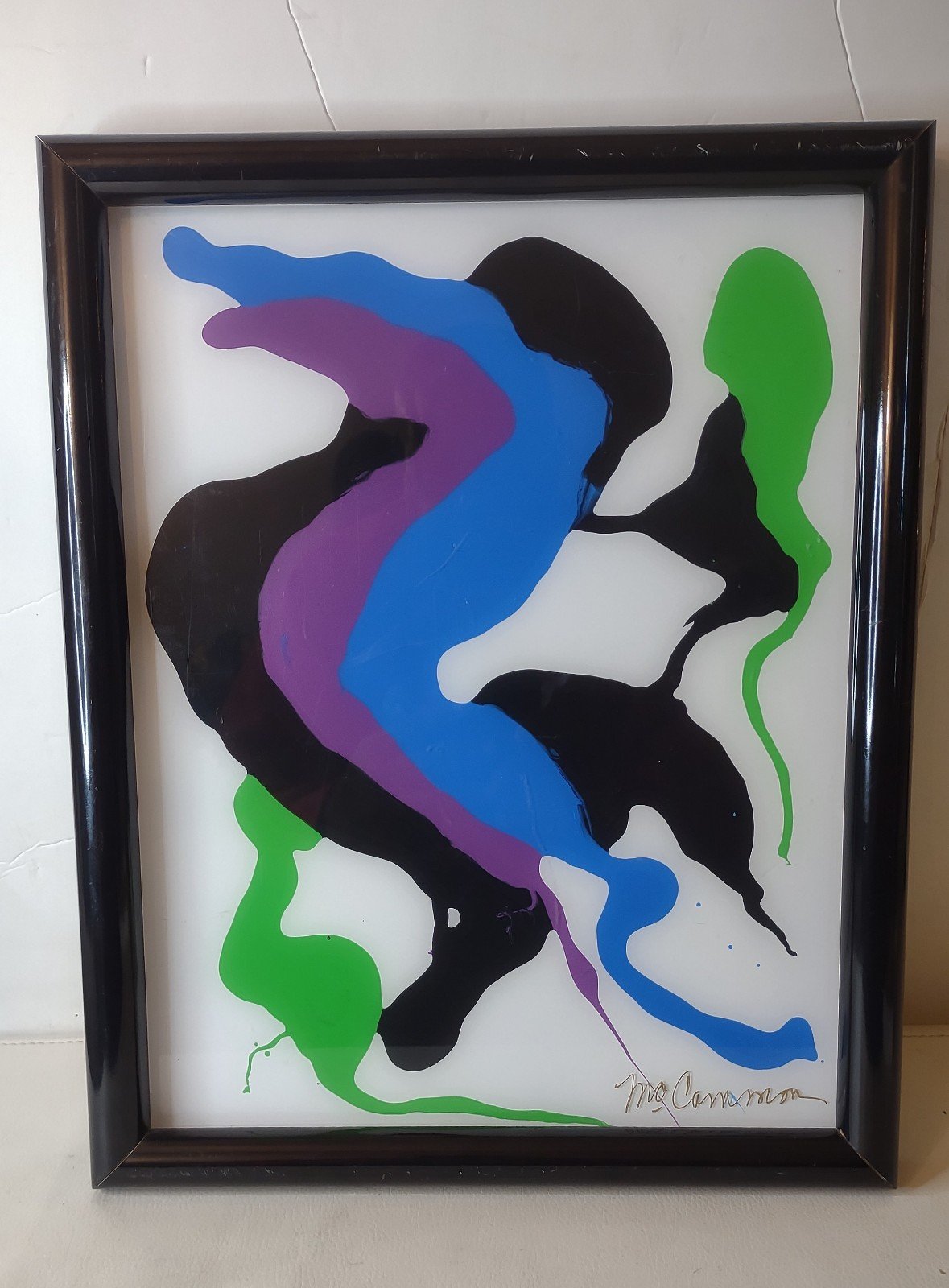 Original Dancing Couple Multi-Colored Signed Abstract Painting in Reg. Plexiglas