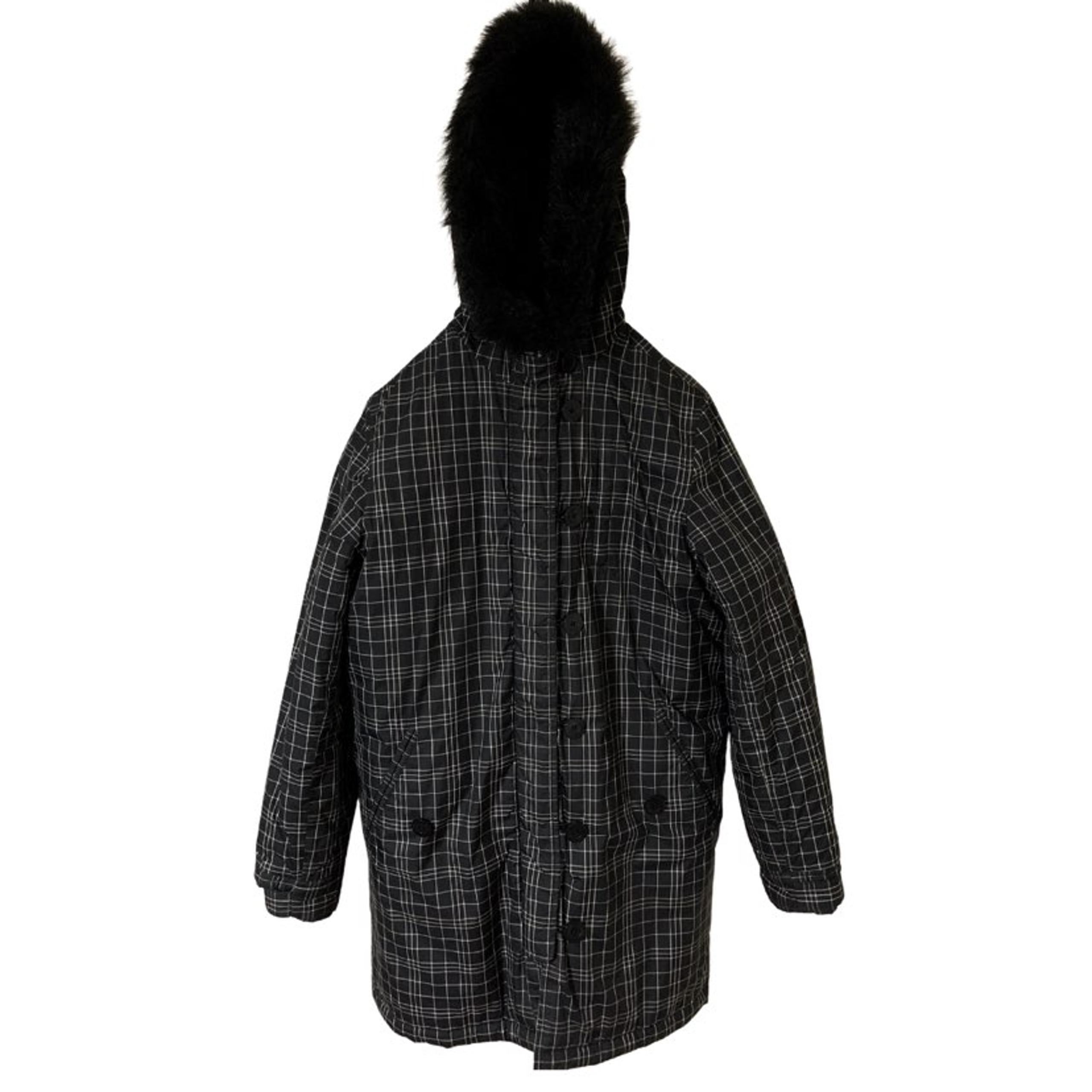 Jones New York Plaid Check Parka Winter Coat Women’s Size Small w/Faux Fur Trim
