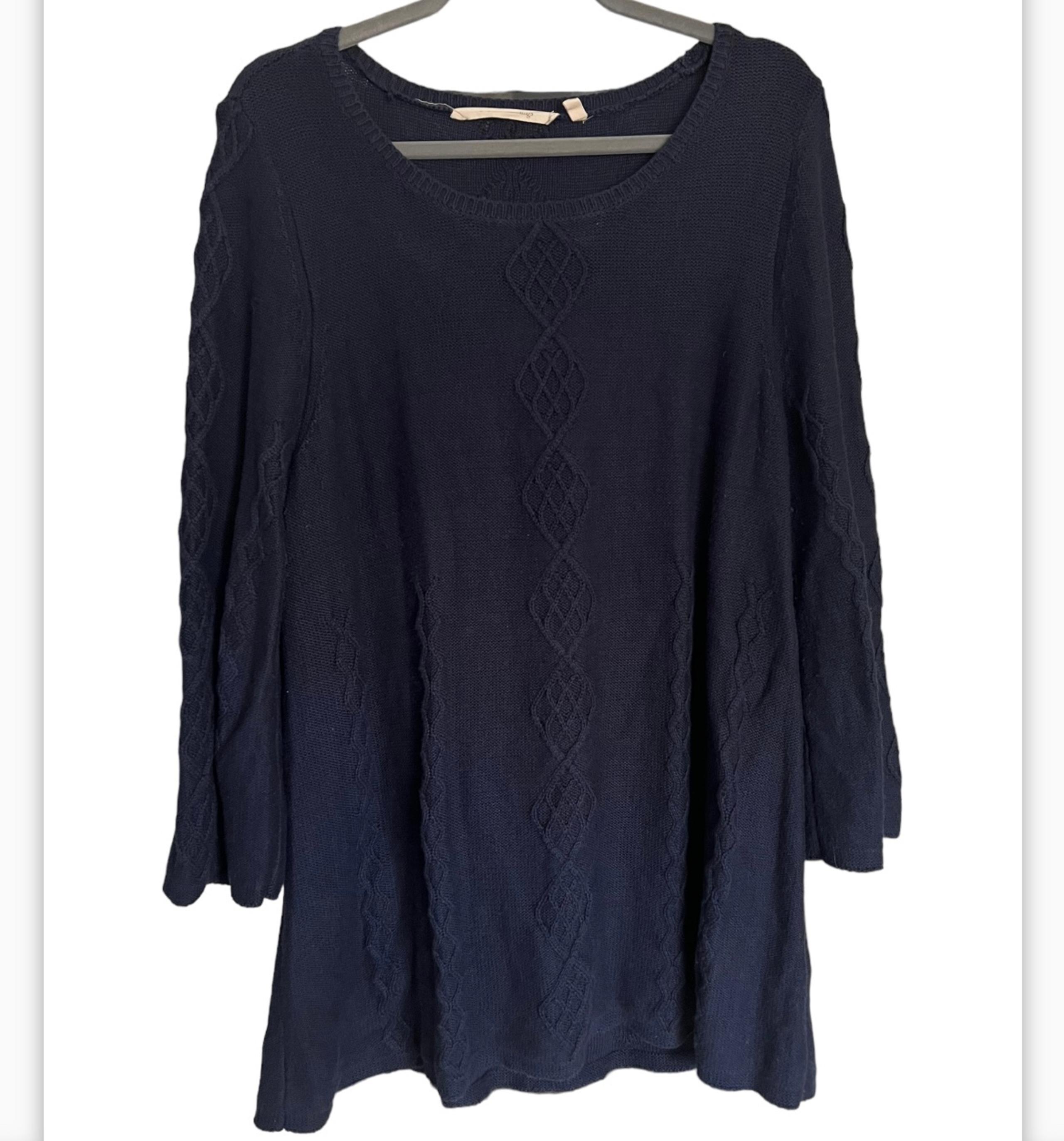 Soft Surroundings Cashmere Silk Blend Knit Sweater Navy Blue in XL