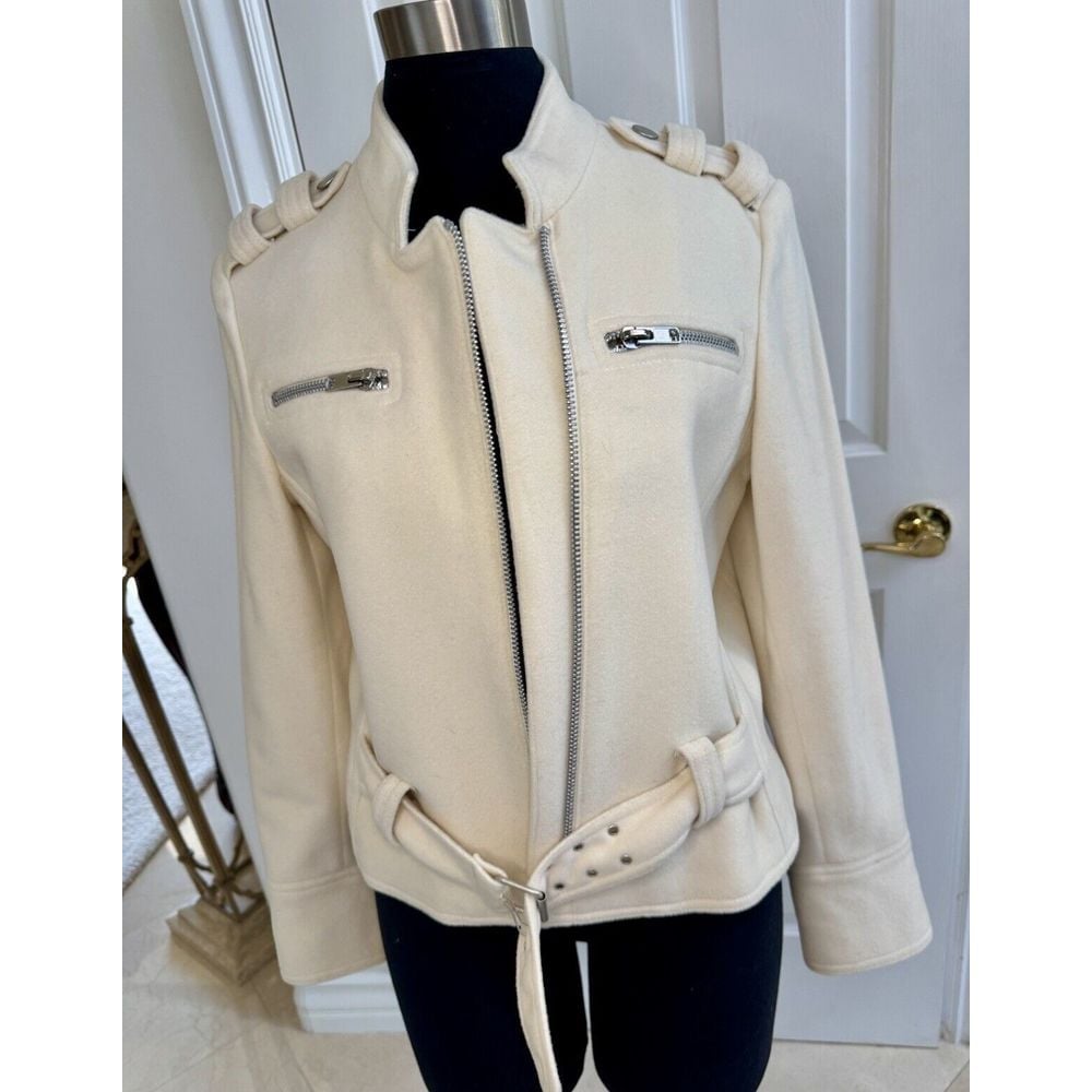 David N Blazer Womens Sz 8 Wool Cashmere Blend Cream Jacket Coat Capsule Piece