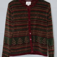Vtg 1990 Christopher Banks Cardigan Woman M Hand Embroidered Hong Kong