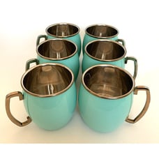 6 Fiesta Copper Mule Mugs Turquoise 18oz Homer Laughlin 1986 Cabin Cottagecore