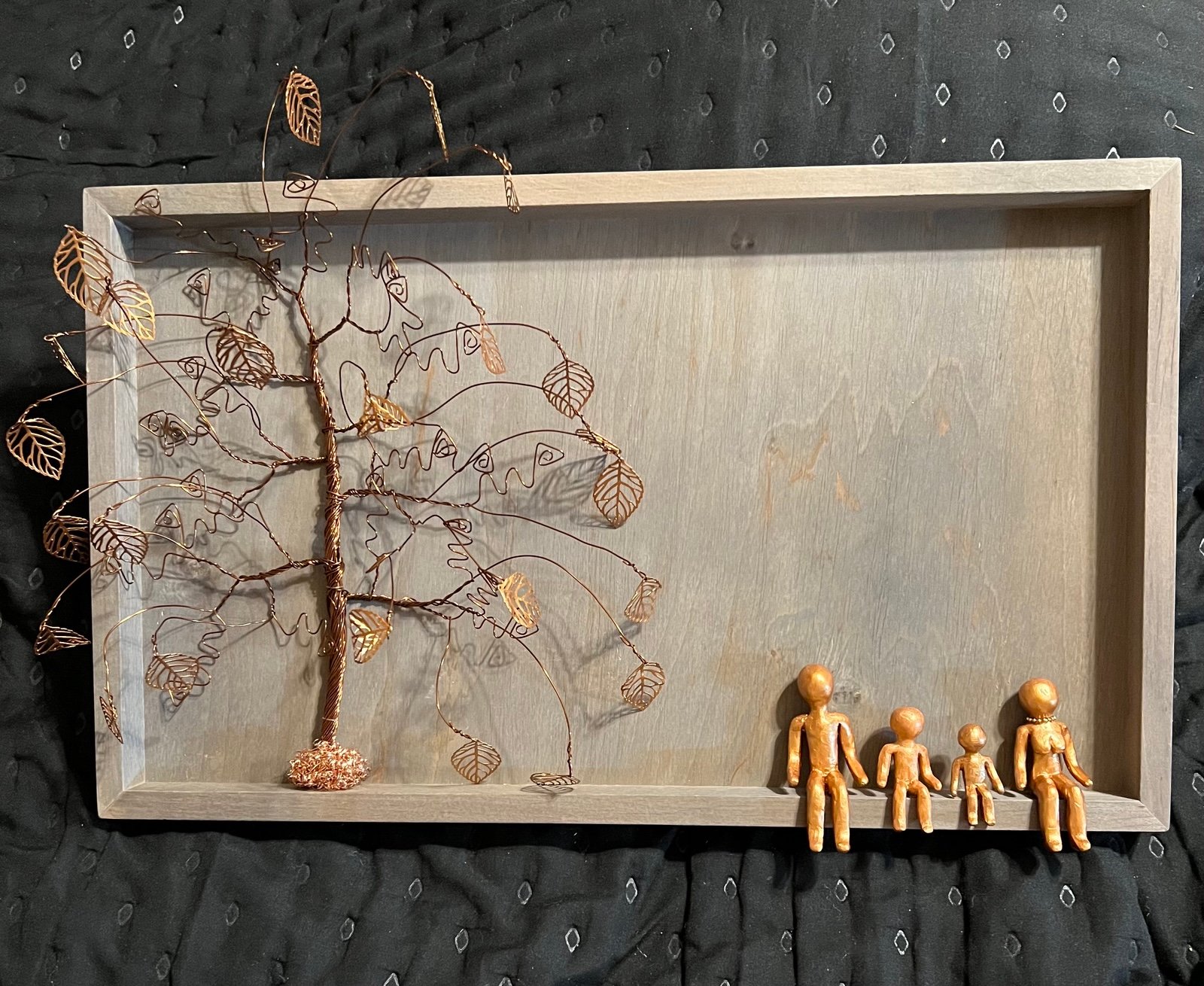 Unique Handmade Family Tree Shadow Box With Bronze/Copper Wire Tree