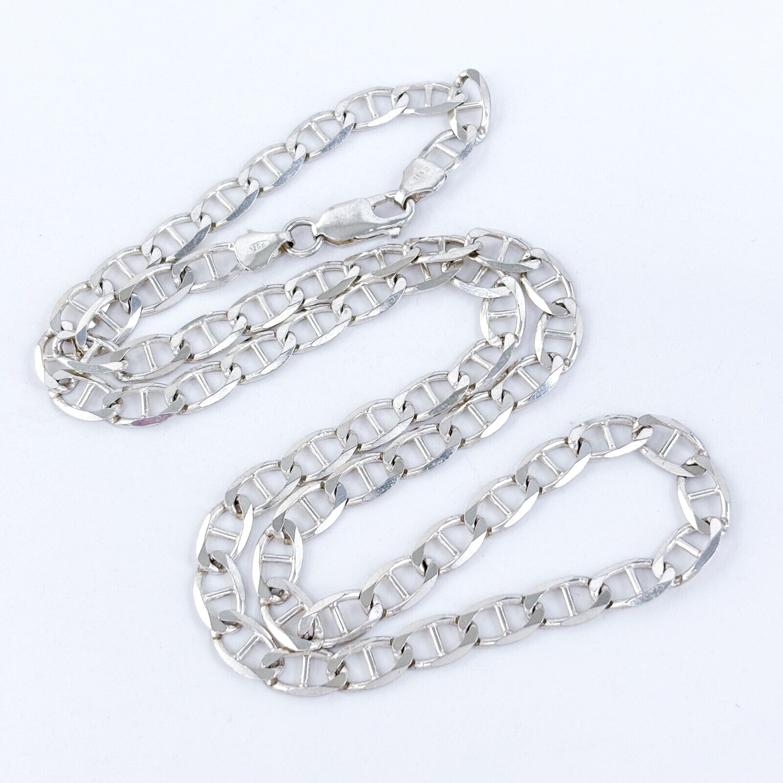 Vintage Italy Sterling Silver 925 5.7mm Anchor Link Chain Necklace 20