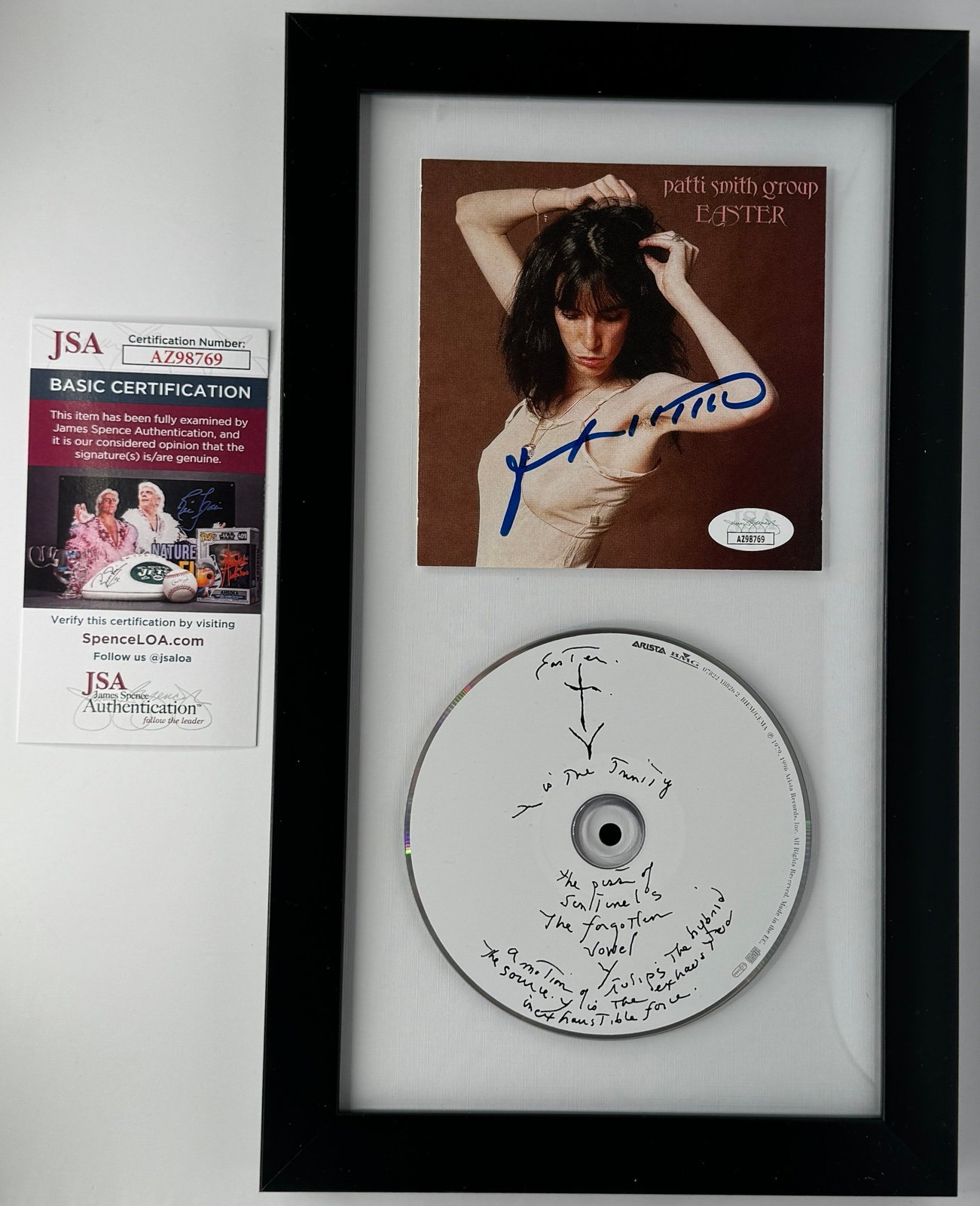 PATTI SMITH SIGNED FRAMED EASTER CD + JSA COA