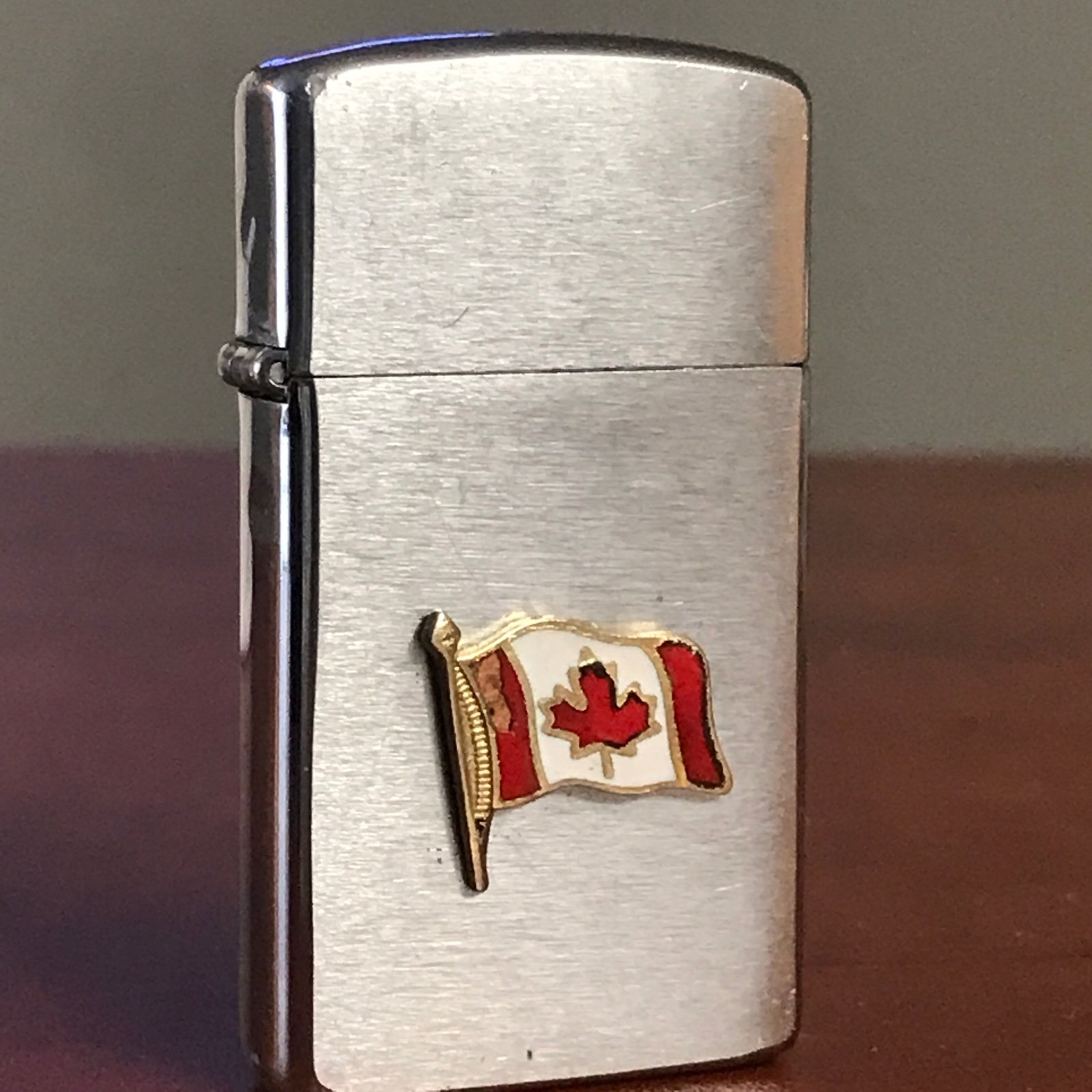 Vintage 1998 Canadian Flag Zippo Slim Lighter