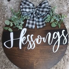 Custom wood round door sign