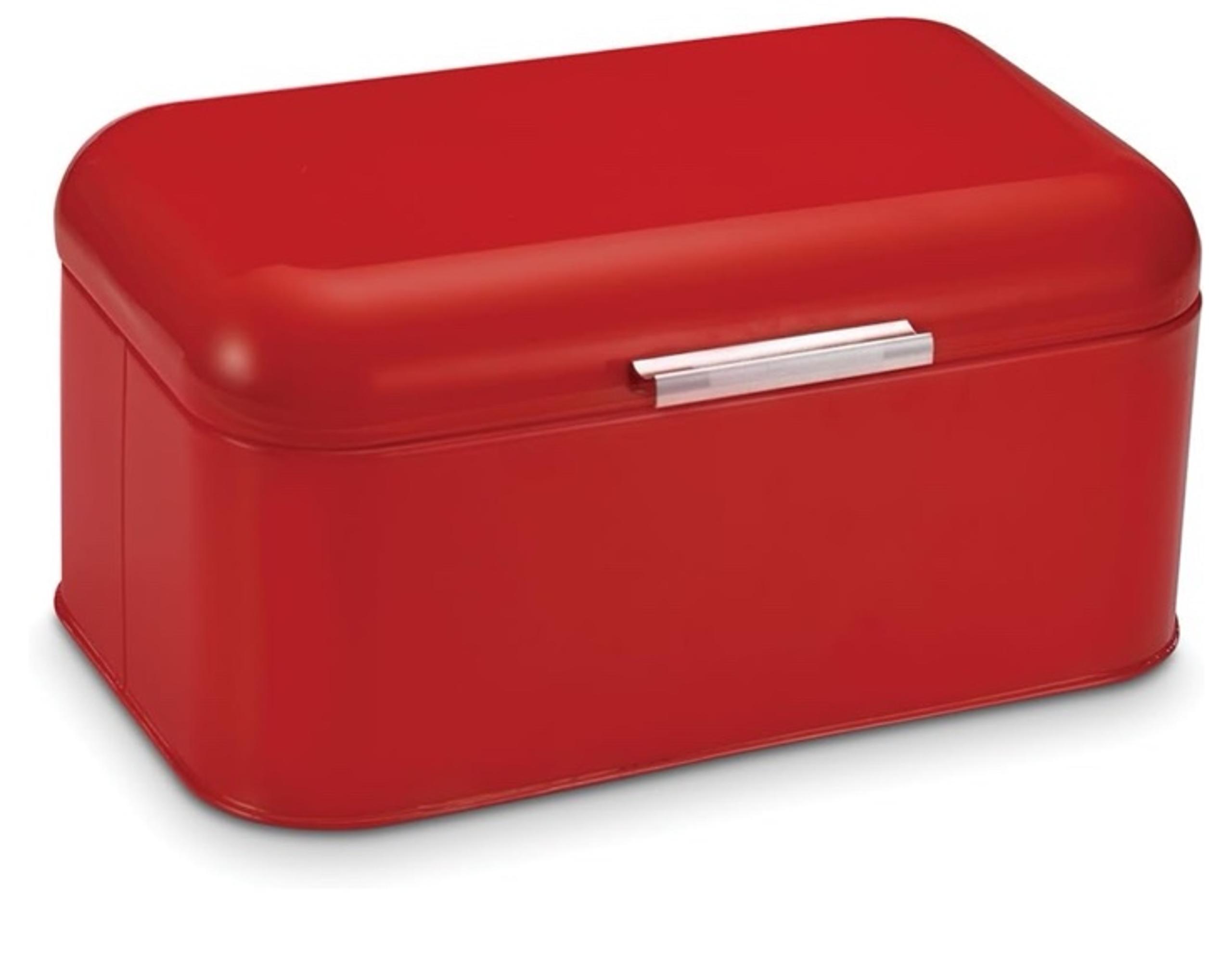 Crate & Barrel Polder Red Enamel Stainless Steel Bread Storage Box