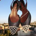 NWOB Bruno Magli Efia Crystal-Embellished glittered slingback sandals IT 37 US 7