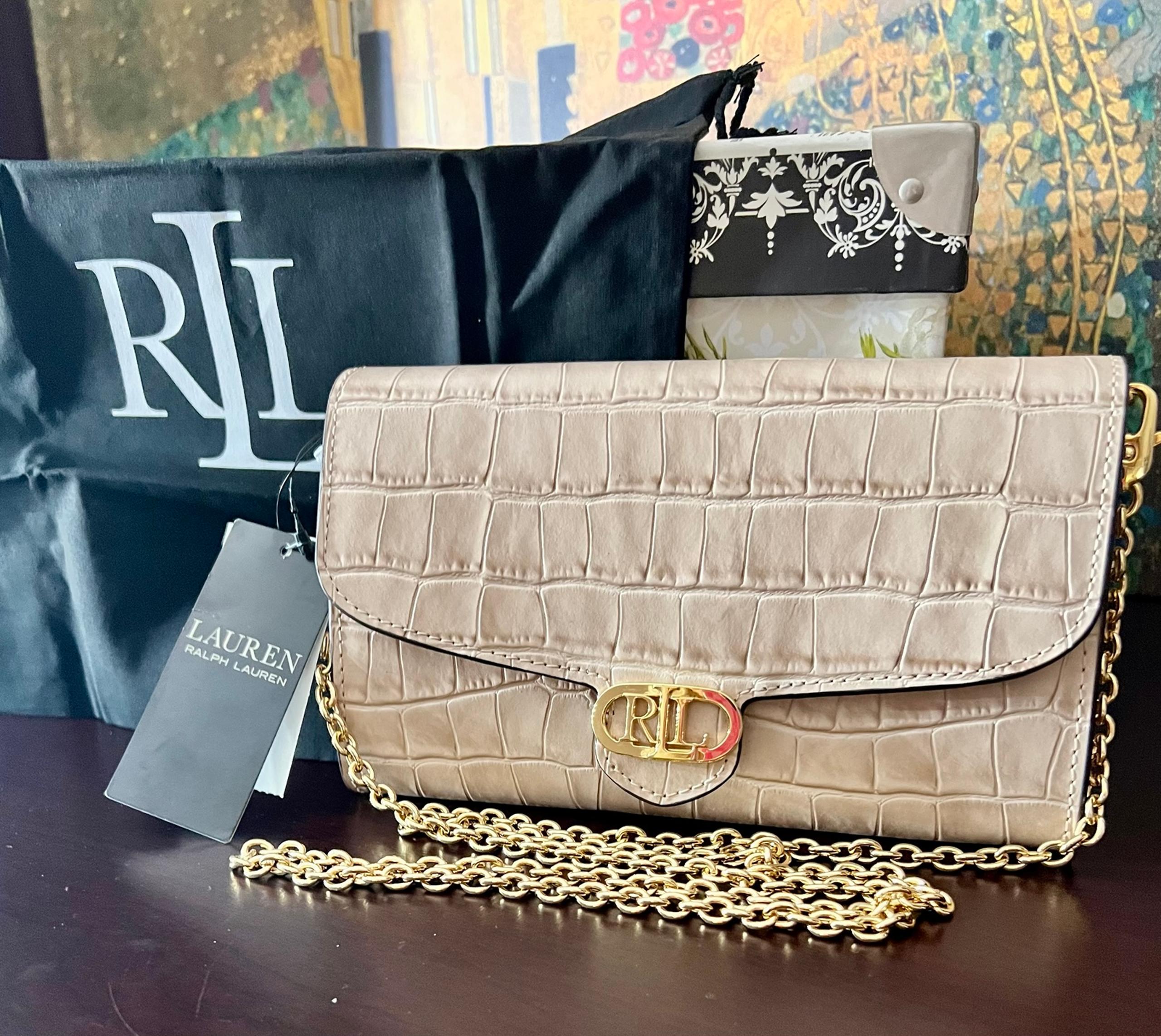 LAUREN RALPH LAUREN ADAIR Embossed Leather Crossbody/Clutch Bag