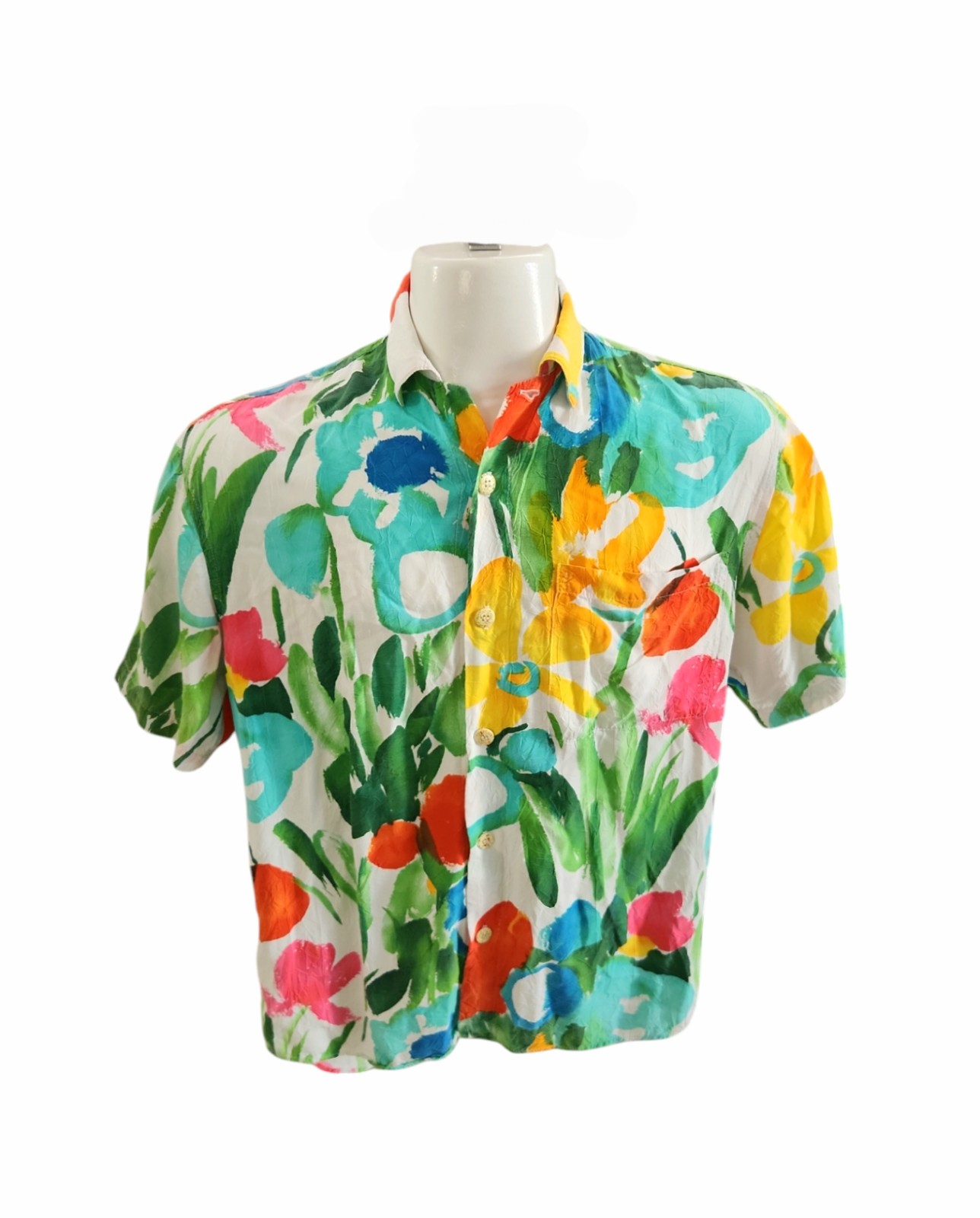 JAMS World Vintage Shirt Men's Hawaiian Aloha Floral Button Up Short Sleeve SZ S
