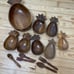 Vintage Monkey Pod Pineapple Shape Wooden Bowls Hawaii Set Of 13 Alii Mid 1970s