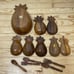 Vintage Monkey Pod Pineapple Shape Wooden Bowls Hawaii Set Of 13 Alii Mid 1970s