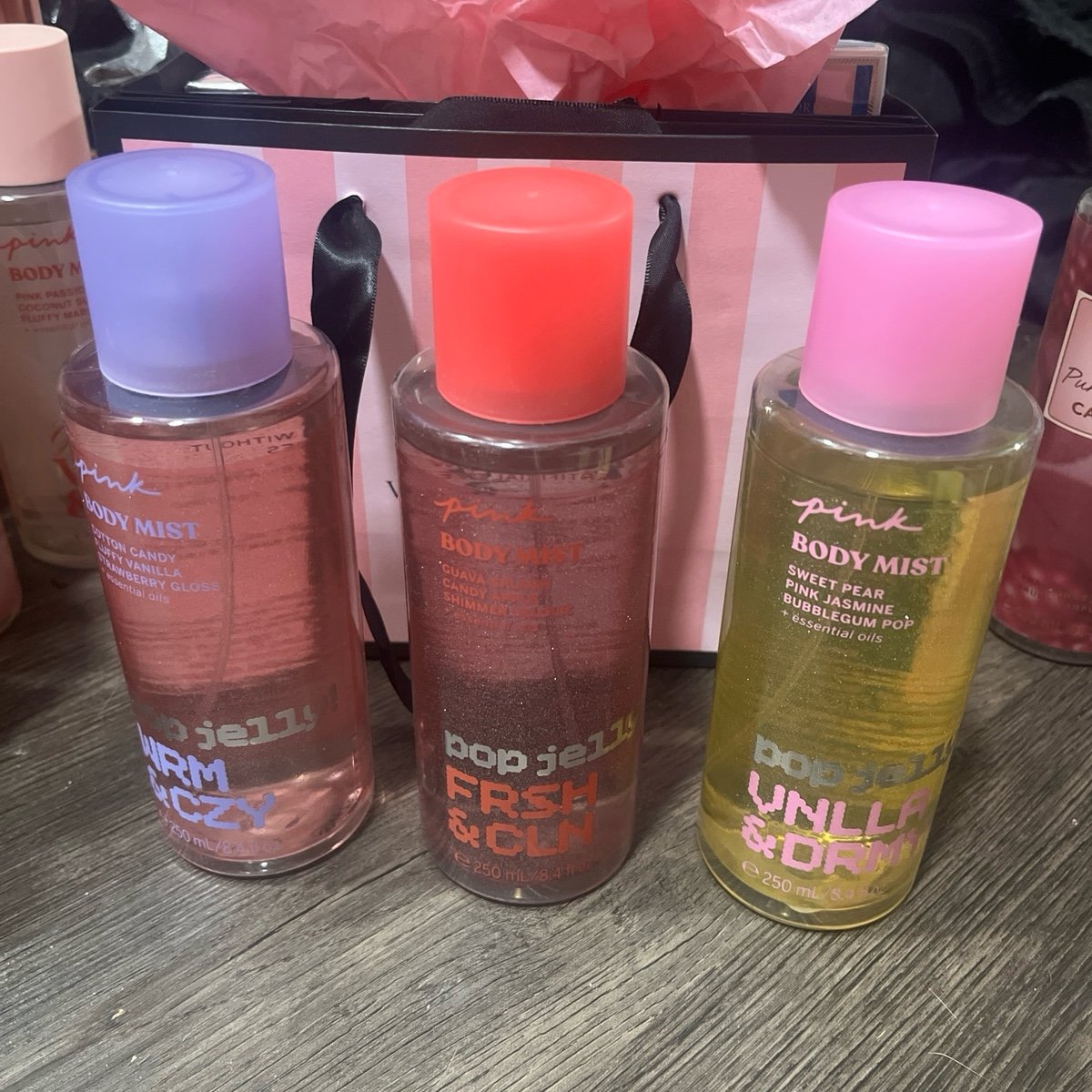 Pink Victoria’s Secret body mist spray bundle pop jelly warm & cozy vanilla