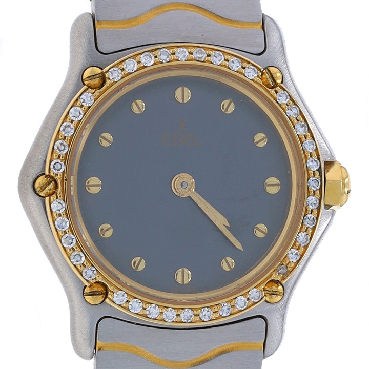 Ebel Sport Classic Diamond Watch 22124 Stainless Gold 18k Quartz .16ctw WA0037