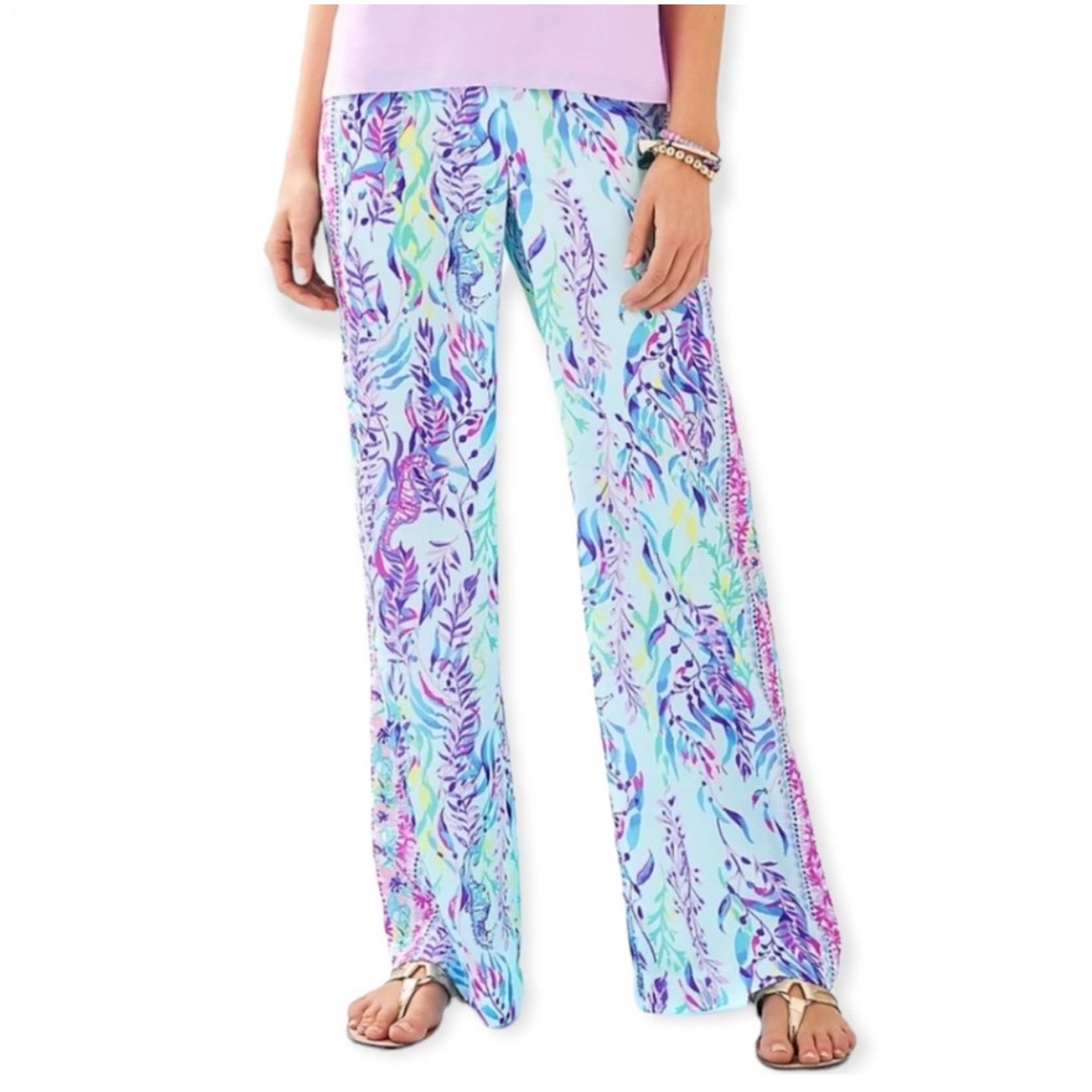 Lilly Pulitzer NWT Bal Harbor Palazzo Pant Swim Shady Engineered Size L