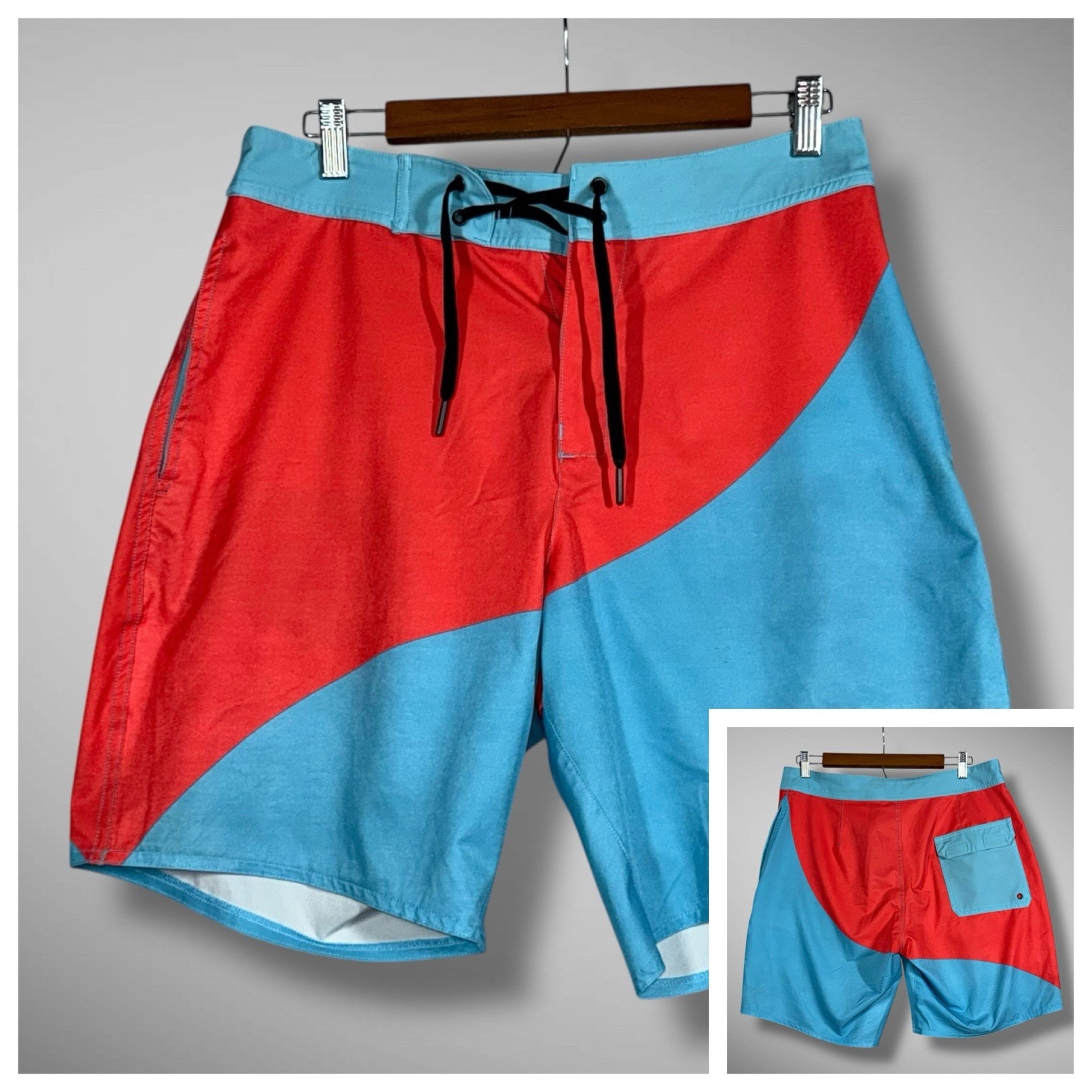 DRIFTLINE Unlined Board Shorts Swim Trunks Mens 32 Blue Orange Color Block