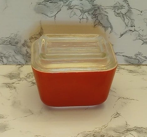 Old Pyrex red fridgie