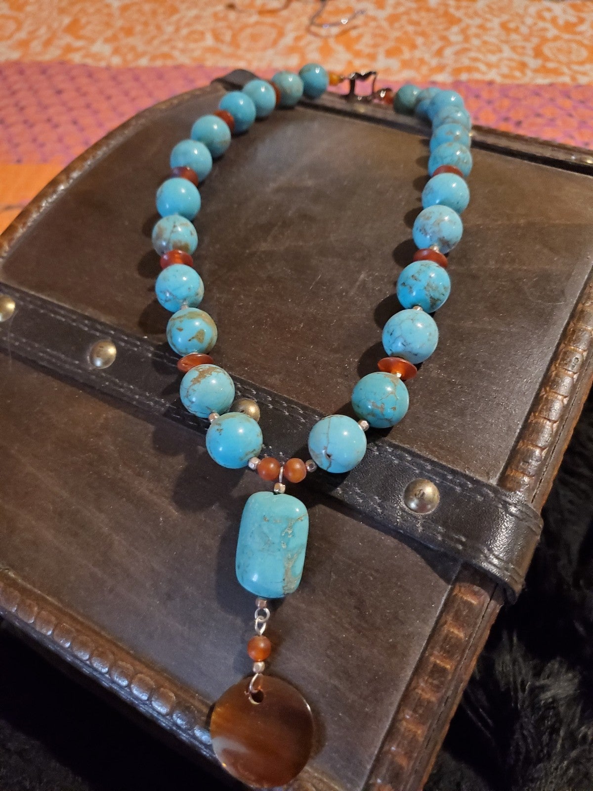 Handmade Turquoise and Carnelian necklace