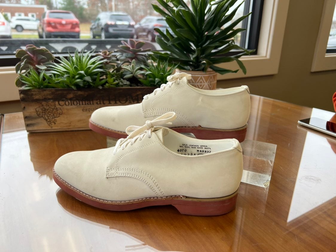 Oakwoods white suede oxfords