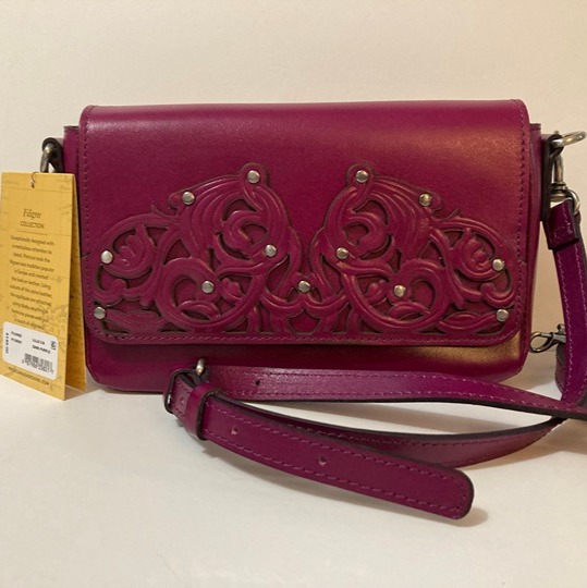 PATRICIA NASH Lille Filigree Crossbody Bag Dark Purple Leather