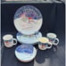 8 Thomson Pottery Christmas Snowman Lot 4 Plates 2 Mugs 1 Bowl Blue Sponge