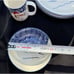 8 Thomson Pottery Christmas Snowman Lot 4 Plates 2 Mugs 1 Bowl Blue Sponge