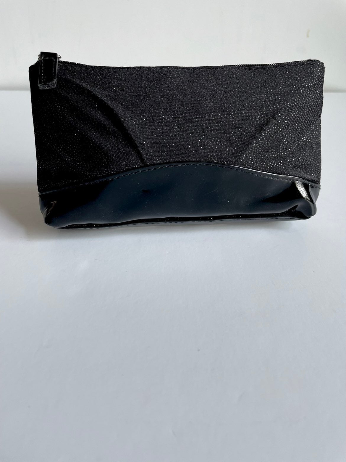 NEW Lancome Cosmetic Bag in Black w Metallic Sparkle Clutch makeup case Shining
