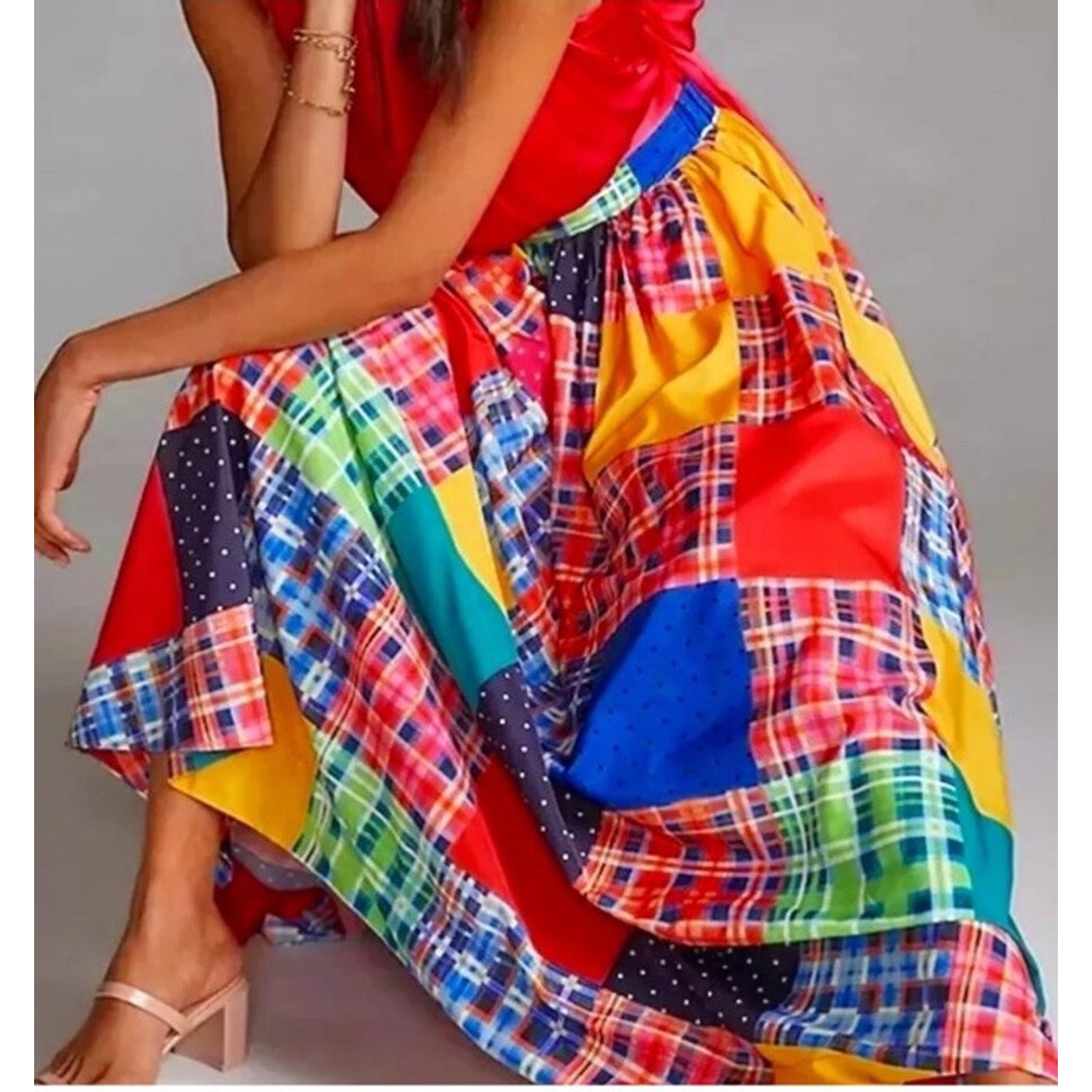 Anthropologie Maeve Patchwork Plaid A-Line Maxi Skirt Size XS Bohemian Colorful