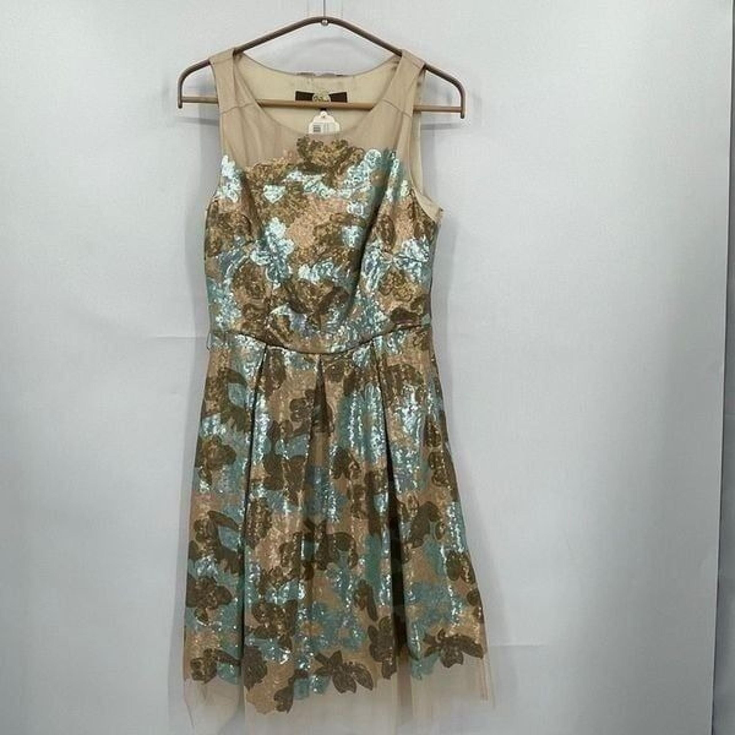NWT Eva Franco Multicolor Floral Sequined Fit & Flare Orla Mini Dress Size 4