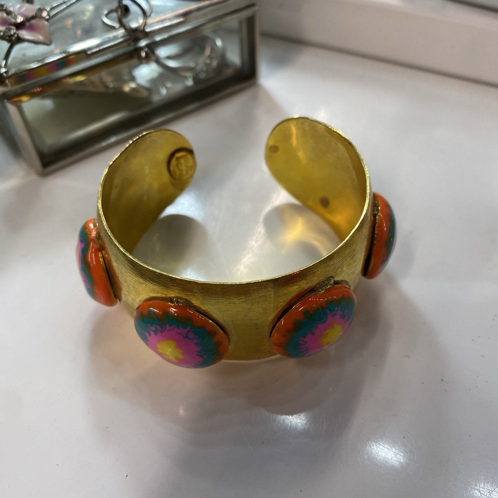 Sylvia Toledano Gold Brass Cuff Hippie Y2K 2000 Vintage Bracelet
