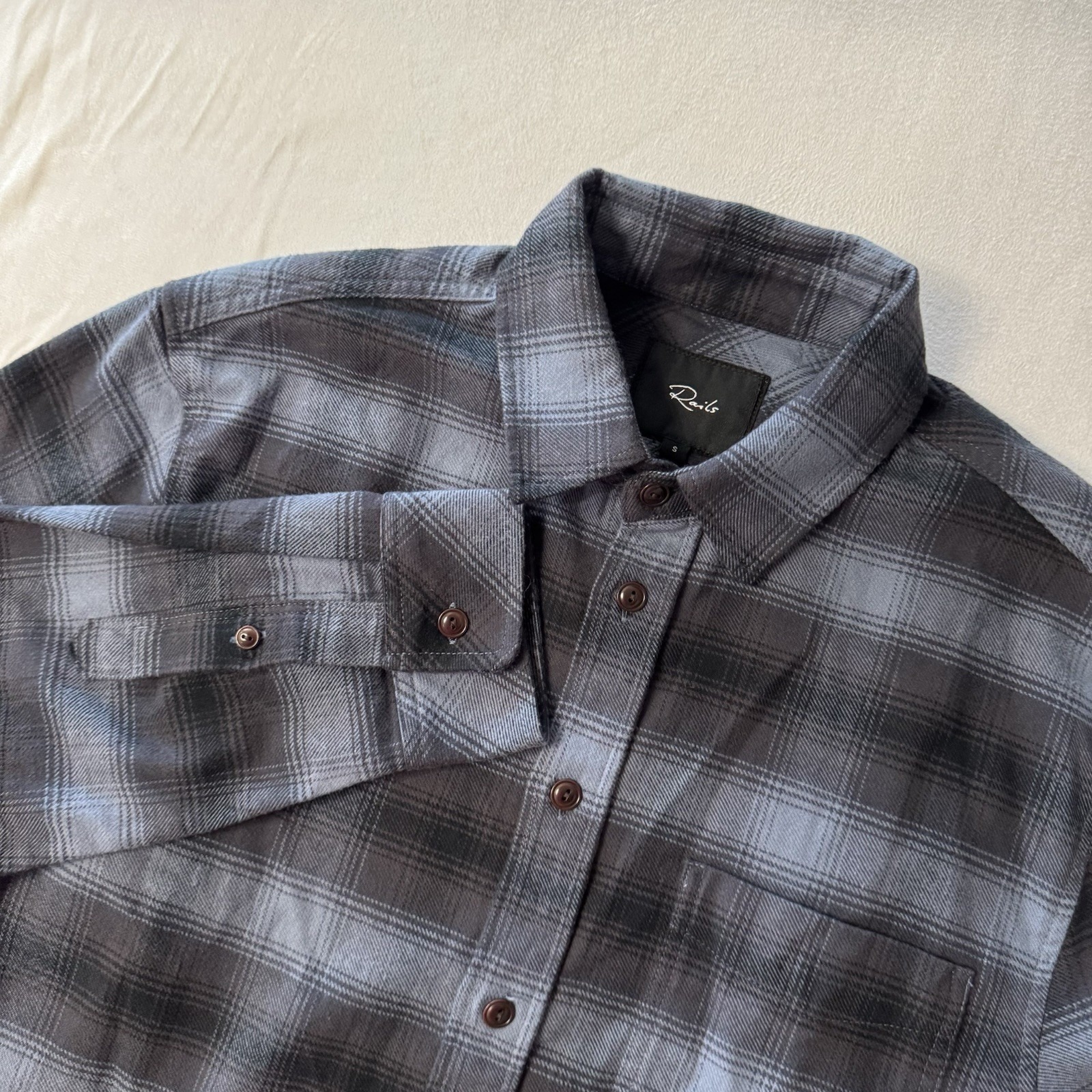 Rails Men's Sz S Reflection Wraith Forrest Black&Blue Plaid Flannel Shirt