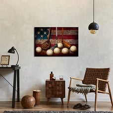 Golf Canvas Wall Art Retro golf ball with American flag painting artwork