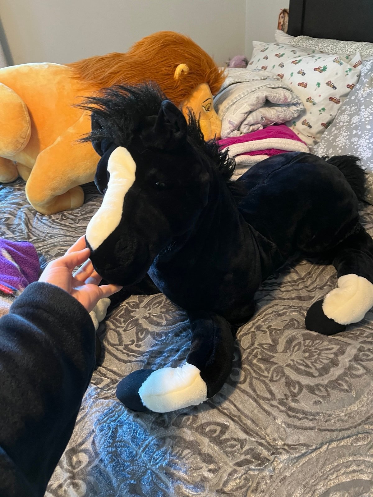 Large rare E&J black horse plush