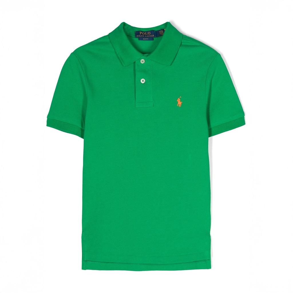 NWT Polo Ralph Lauren Little Boys Mesh Polo Shirt Green Pony Orange 49 - Size 5