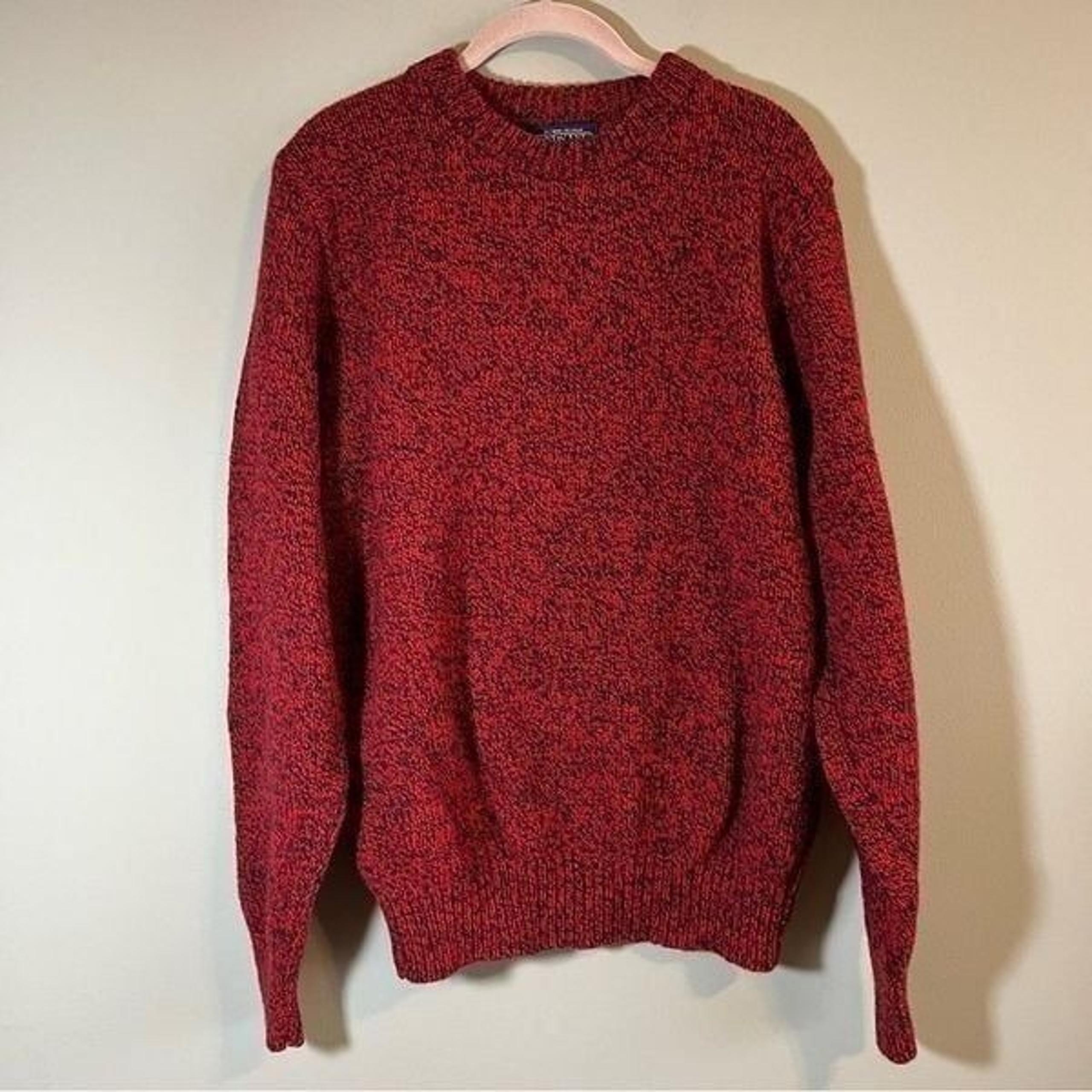 Land’s End Red Wool Blend Crewneck Sweater Men’s Large Long