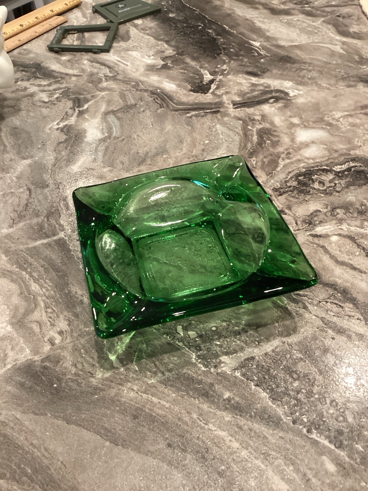 Green Uranium Depression glass ash tray
