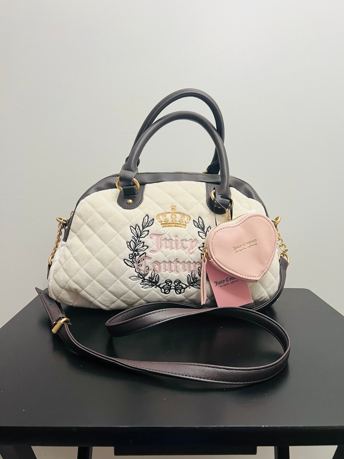 New Juicy Couture Royal Couture Satchel bag Crystal/Chocolate NWT NEW