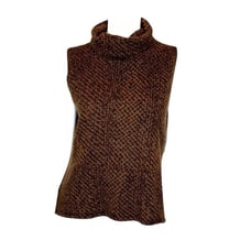 CLASSIQUES ENTIER Size L Lambswool Angora Blend Sleeveless Sweater Animal Print
